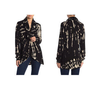 GO COUTURE Women's Brushed Cowl Neck Tunic Navy Made in USA Size L